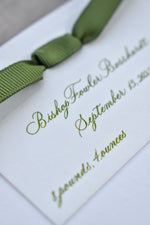 Bishop Birth Announcement (Custom Calligraphy, Ribbon)