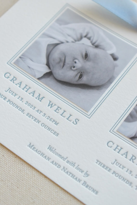 Bruns Twin Birth Announcement (Ribbon)