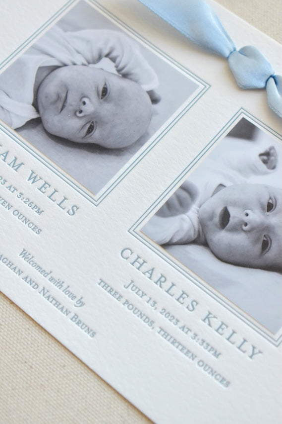 Bruns Twin Birth Announcement (Ribbon)