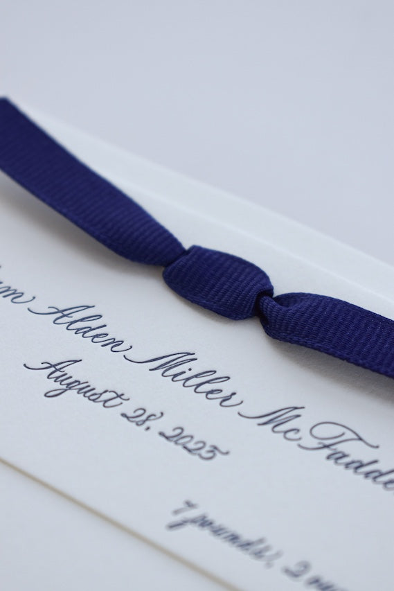 Bishop Birth Announcement (Custom Calligraphy, Ribbon)