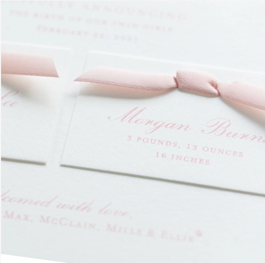 Twin Birth Announcement (Ribbon)