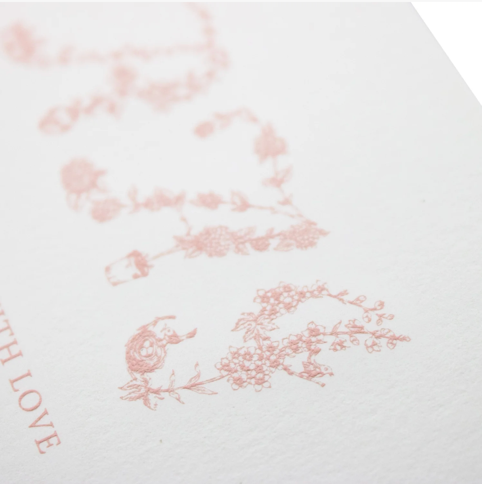 Floral Monogram Birth Announcement