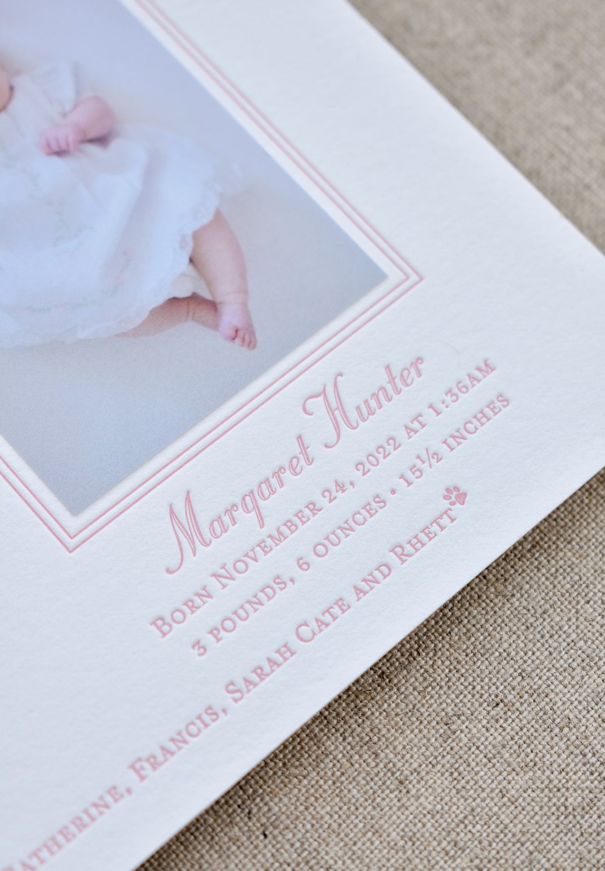 Twin Birth Announcement (Ribbon + Photos)