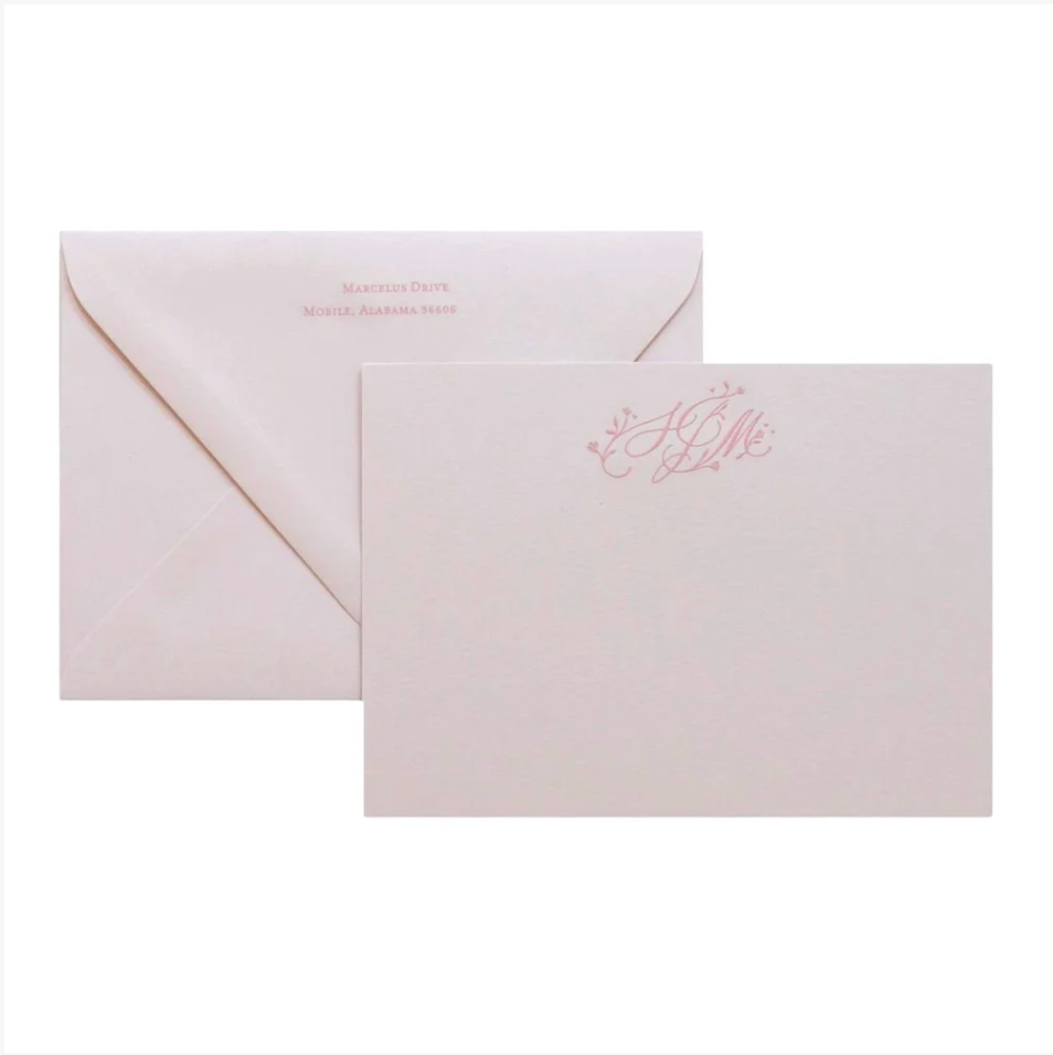 Floral Calligraphy Monogram Stationery (3-letter)