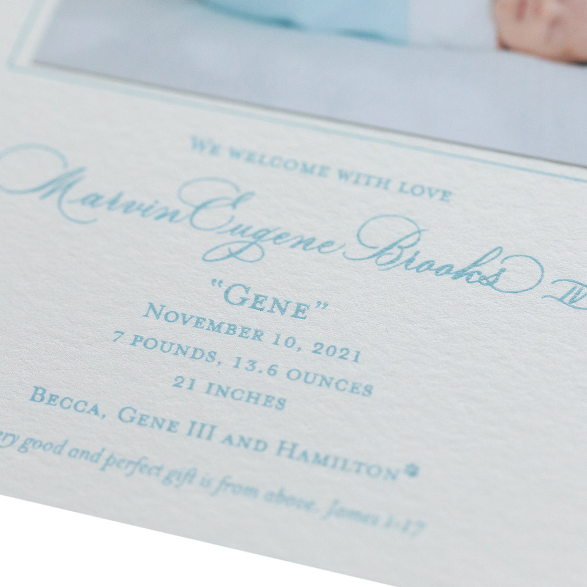 Marvin Birth Announcement (Custom Calligraphy Name & Monogram)