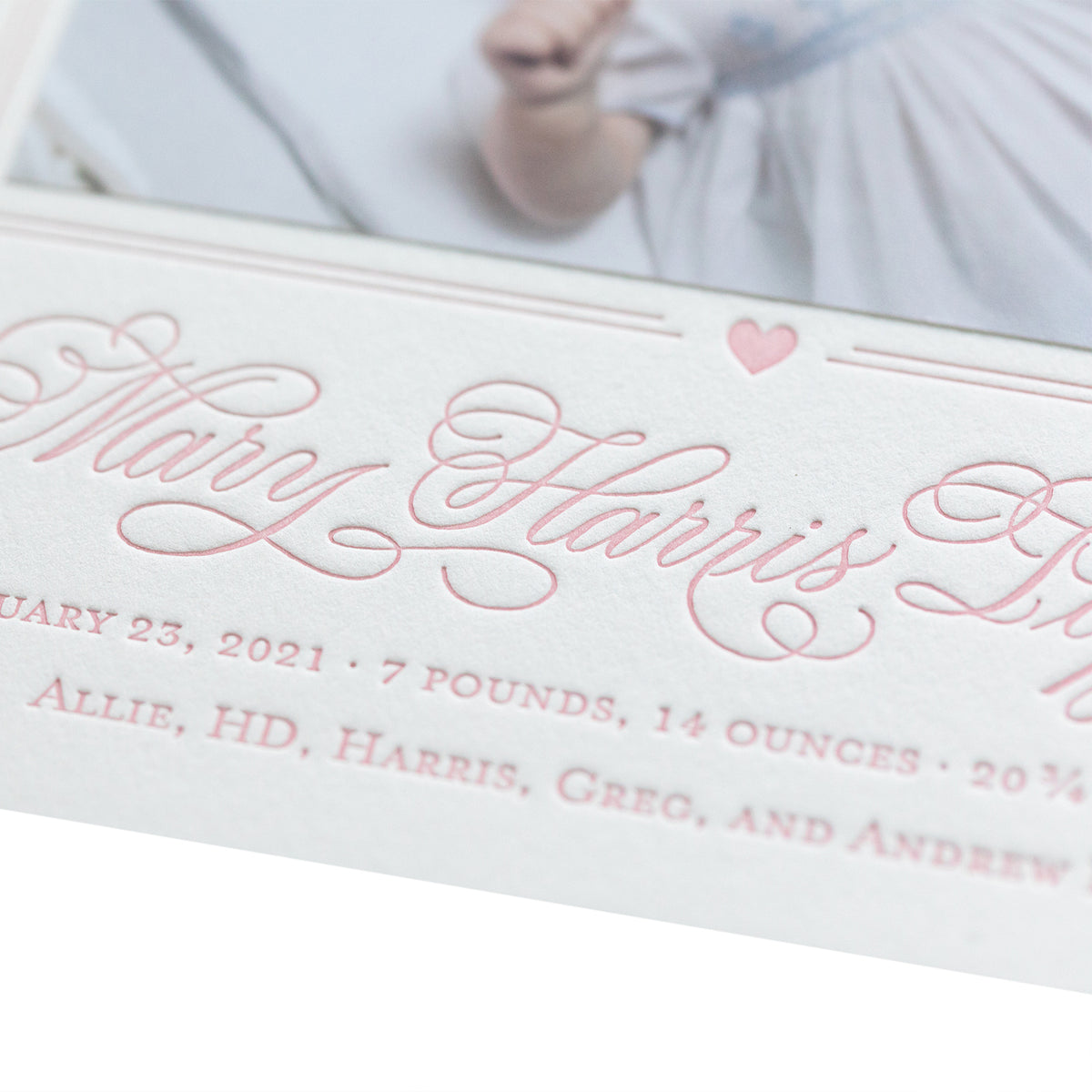 Mary Harris Birth Announcement (Custom Calligraphy)