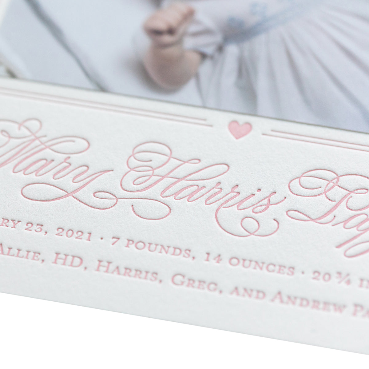 Mary Harris Birth Announcement (Custom Calligraphy)