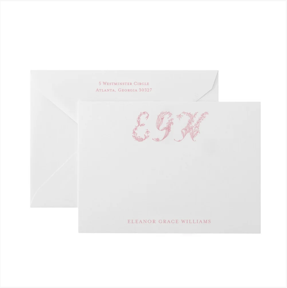 Floral Monogram Baby Stationery