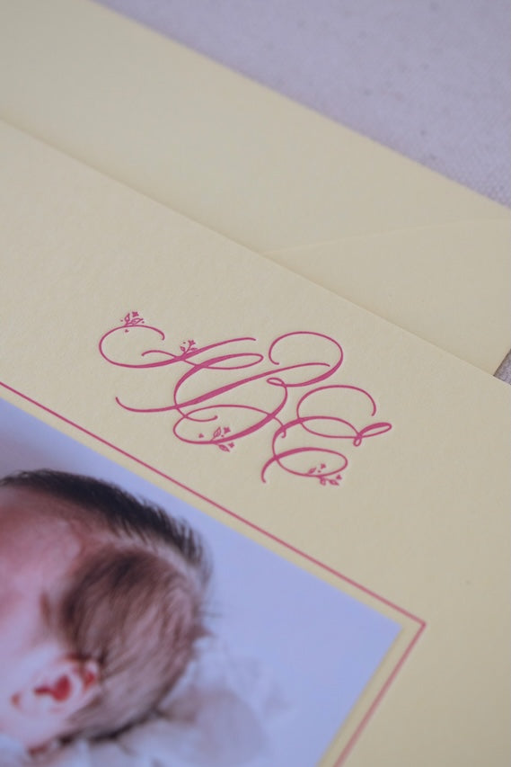 Mary Claire Birth Announcement (Custom Calligraphy Name and Monogram)