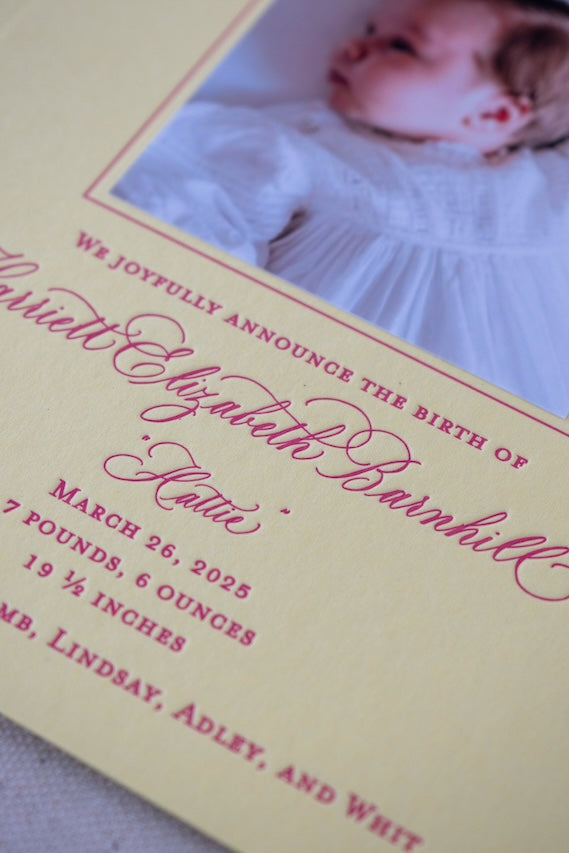 Mary Claire Birth Announcement (Custom Calligraphy Name and Monogram)