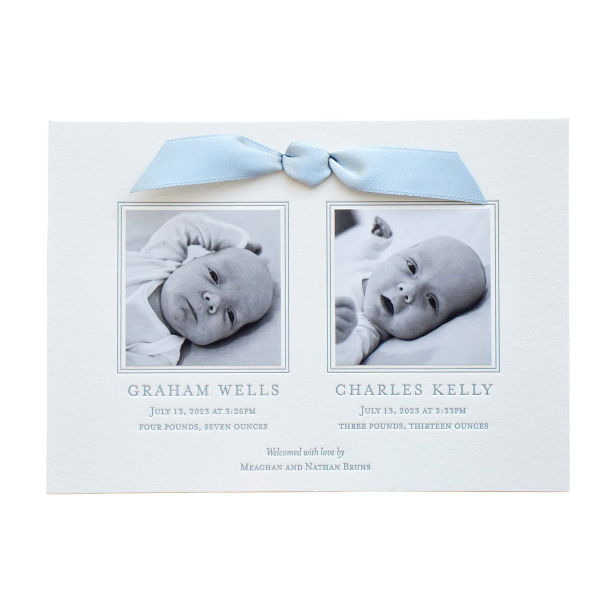 Bruns Twin Birth Announcement (Ribbon)