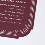 Invitation card with event details on a white background