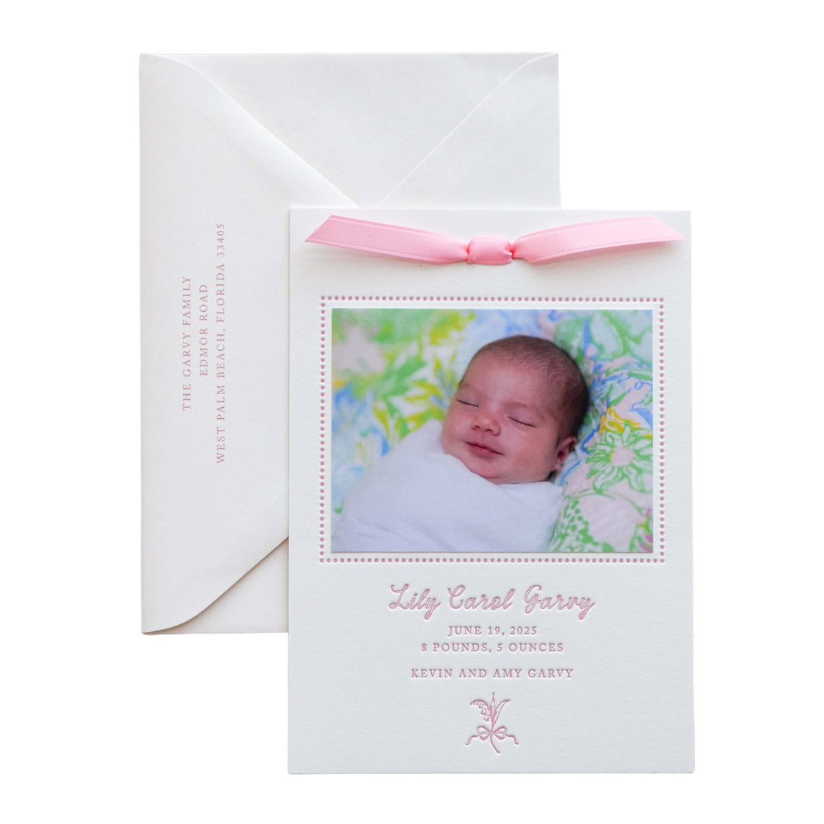 Lily Birth Announcement (Ribbon)