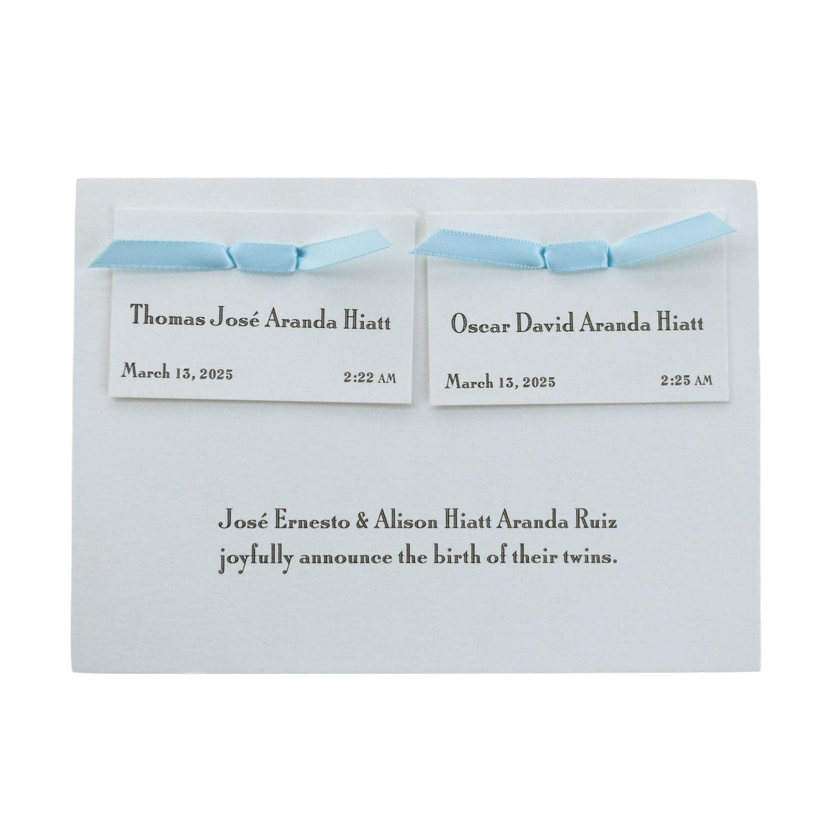 Twin Classic Birth Announcement (Ribbon)