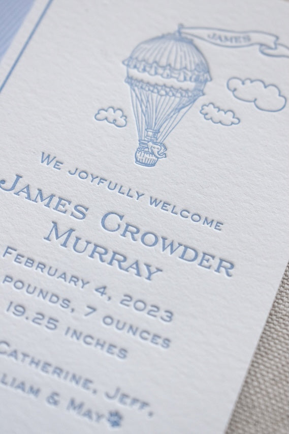 Hot Air Balloon Birth Announcement