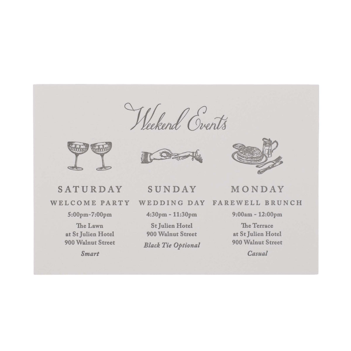 Weekend Schedule Card