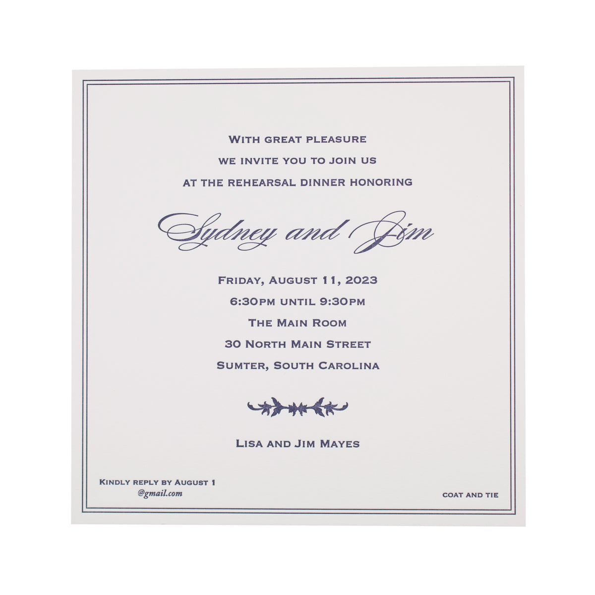 Jim Dinner Invitation
