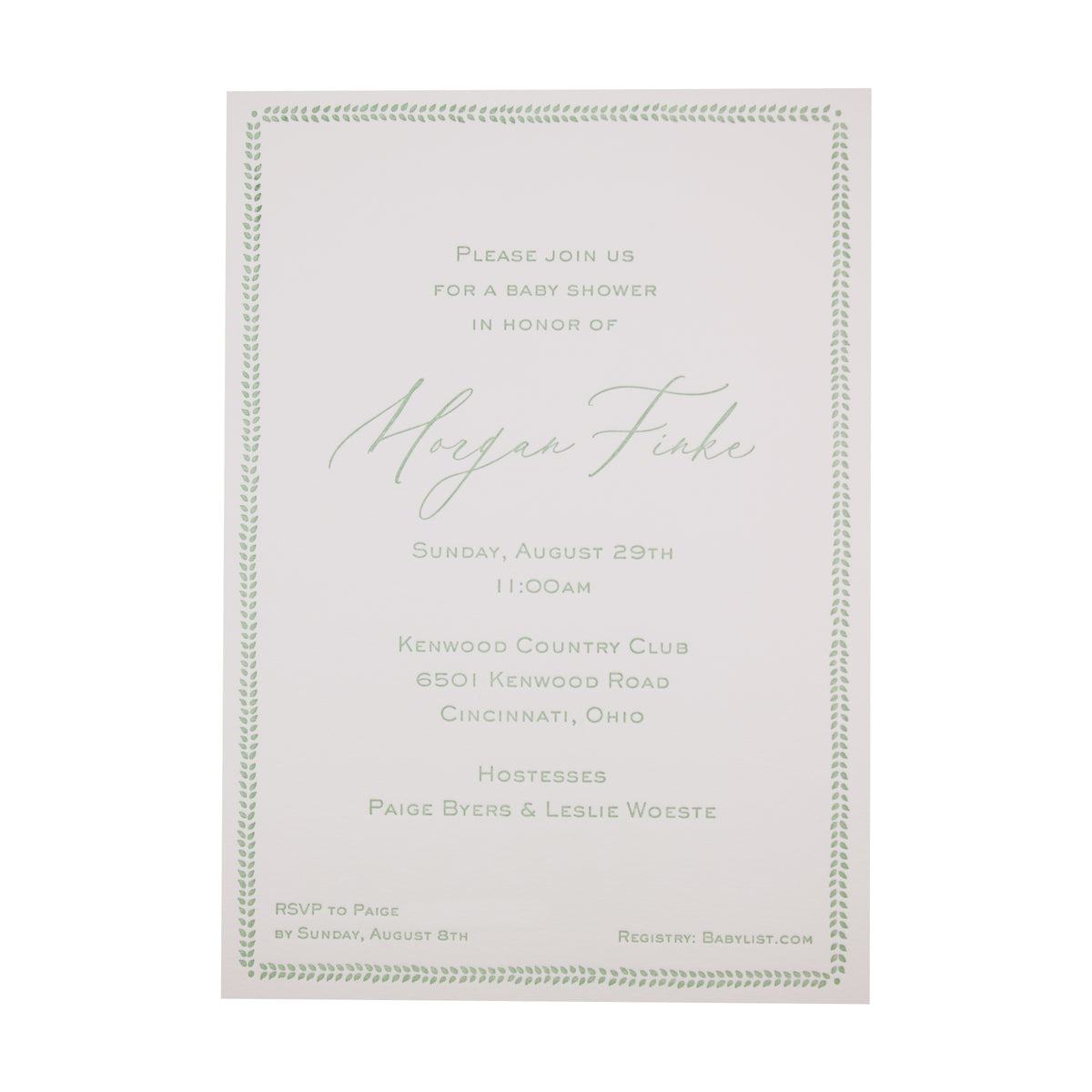 Leaf Border Shower Invitation