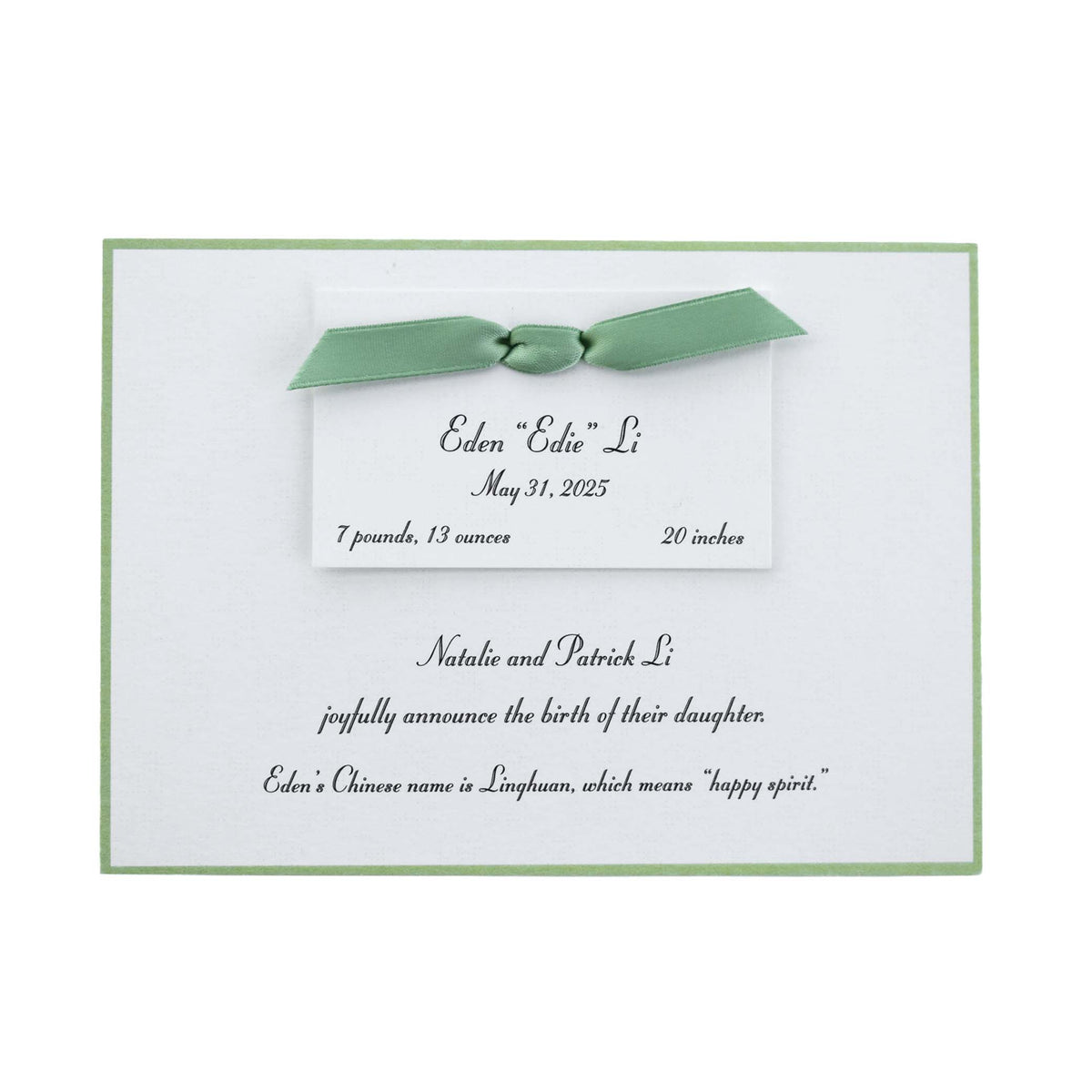 Elizabeth Birth Announcement (Ribbon)