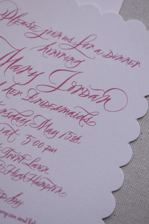 Mary Jordan Dinner Invitation (Full Calligraphy)