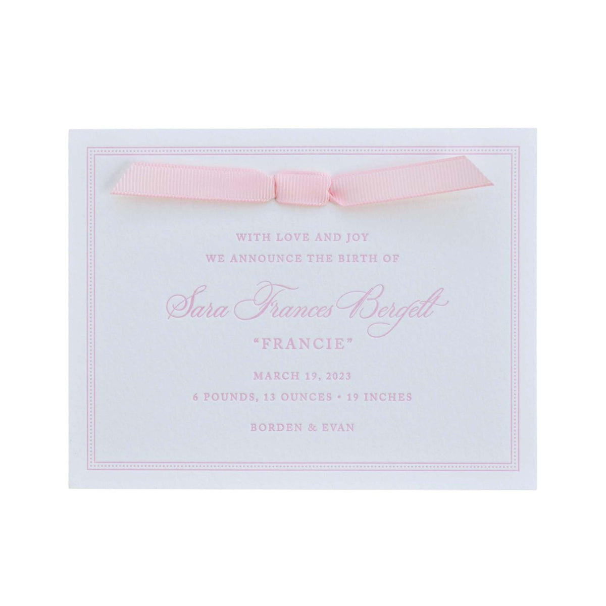 Frances Birth Announcement (Ribbon)
