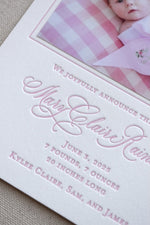 Mary Claire Birth Announcement (Custom Calligraphy Name and Monogram)