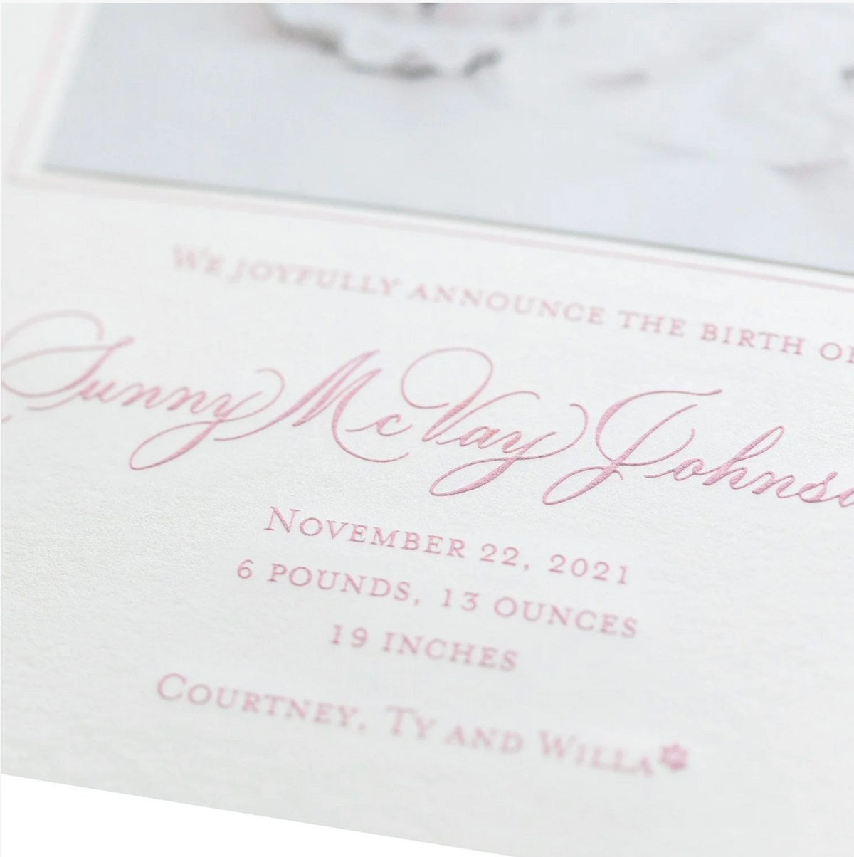 Mary Claire Birth Announcement (Custom Calligraphy Name and Monogram)
