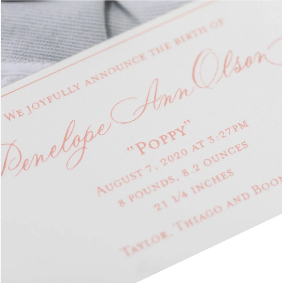Mary Claire Birth Announcement (Custom Calligraphy Name and Monogram)