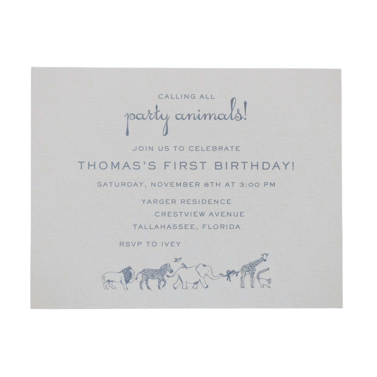 Party Animals Birthday Invitation