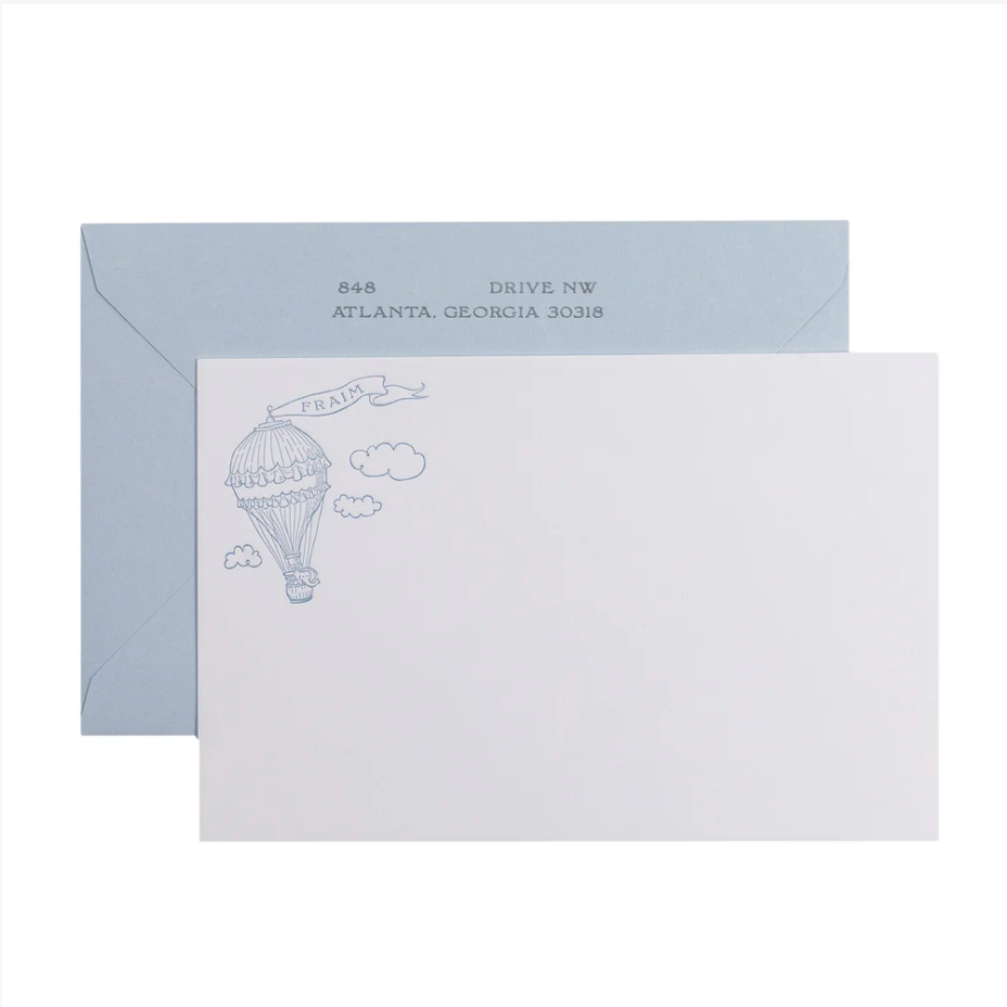 Hot Air Balloon Baby Stationery