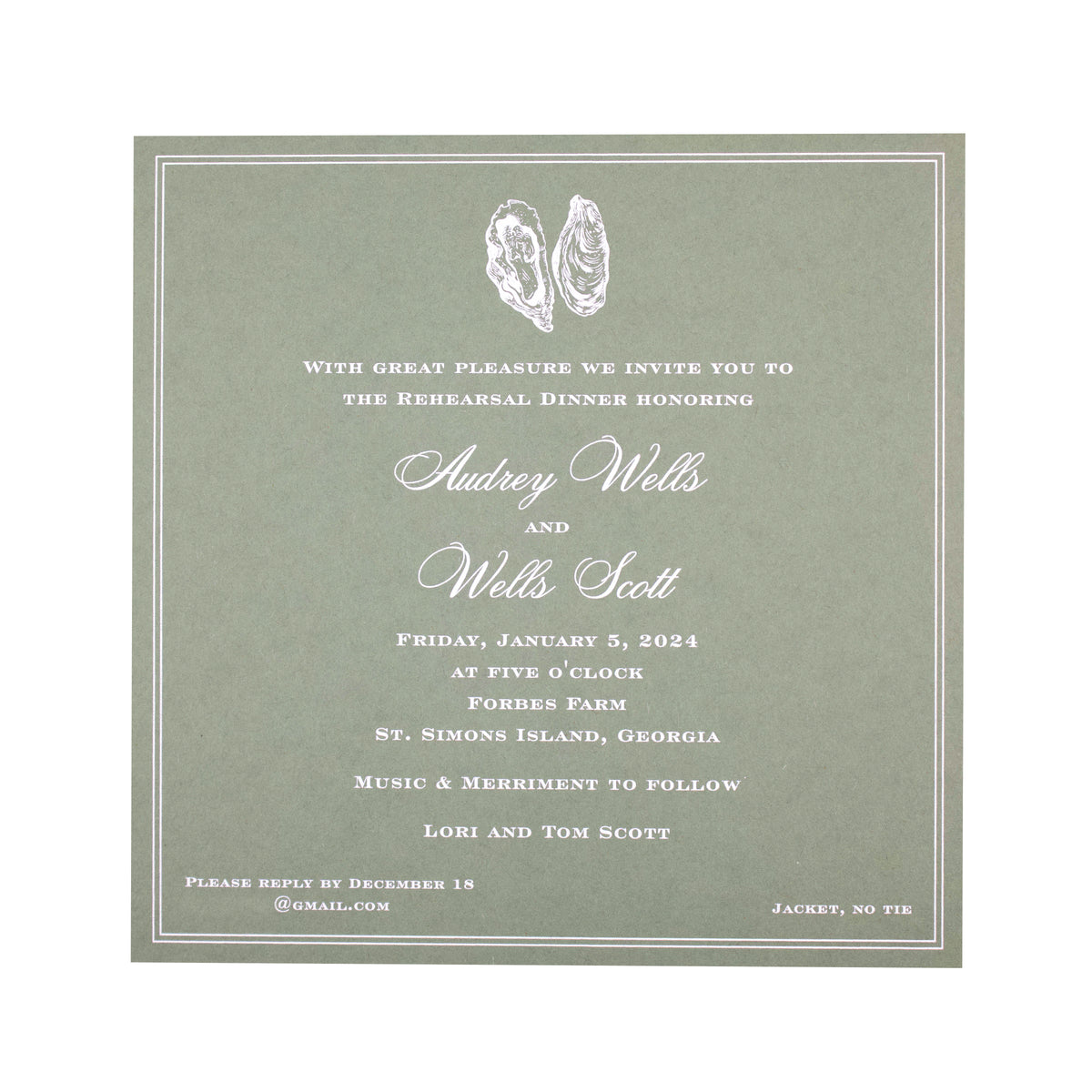 Wells Dinner Invitation