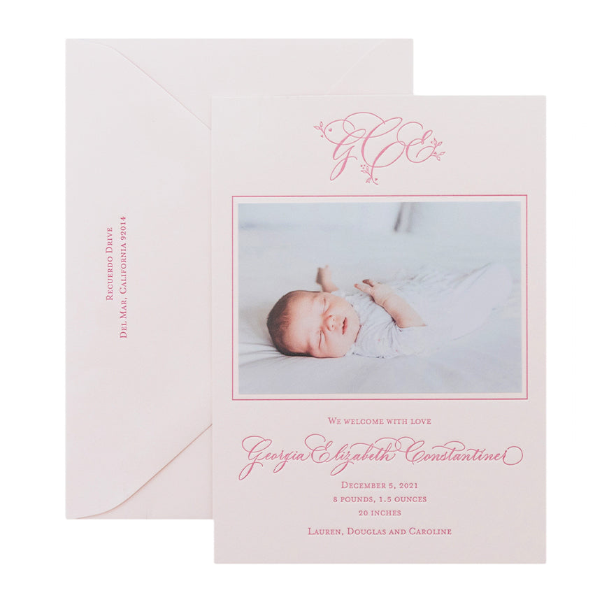 Mary Claire Birth Announcement (Custom Calligraphy Name and Monogram)