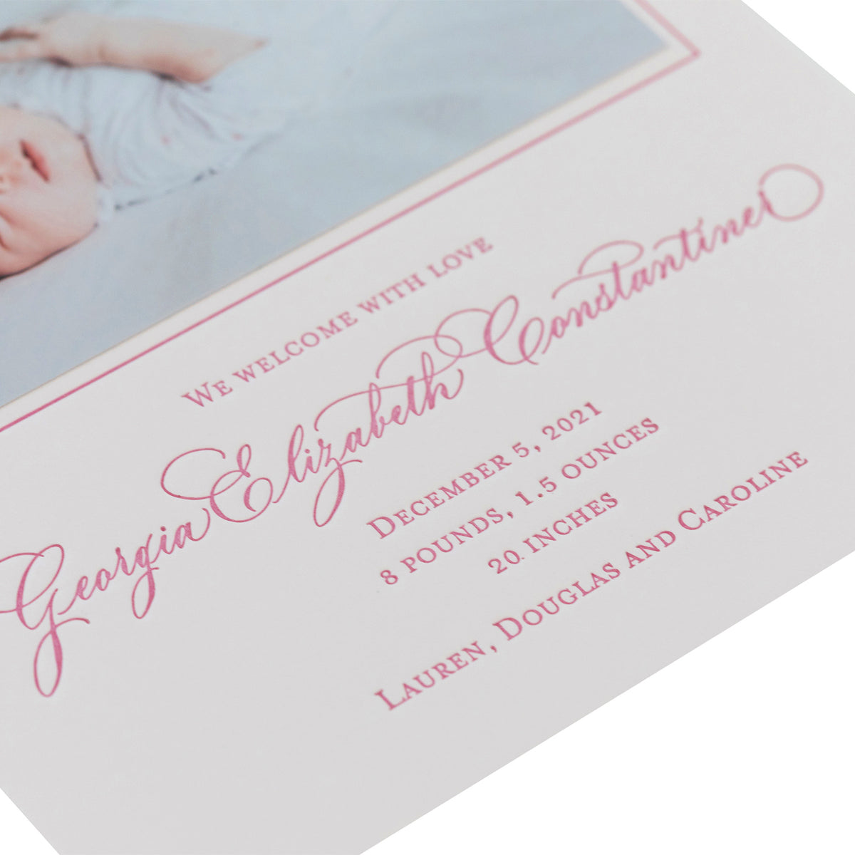 Mary Claire Birth Announcement (Custom Calligraphy Name and Monogram)