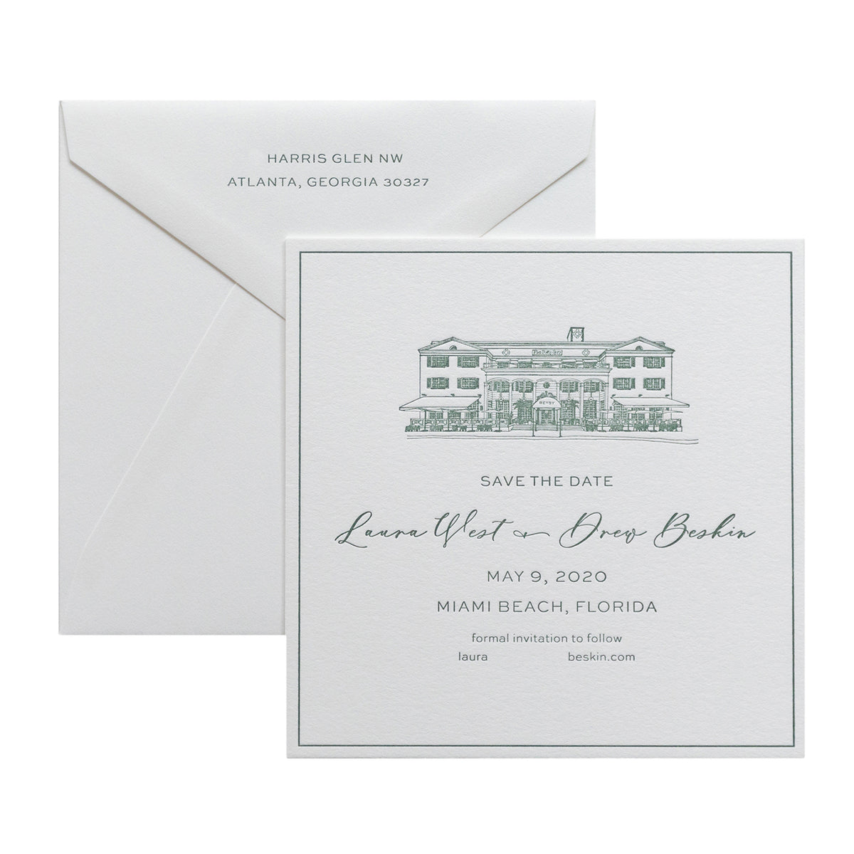 Sophia Custom Sketch Save the Date (Square)