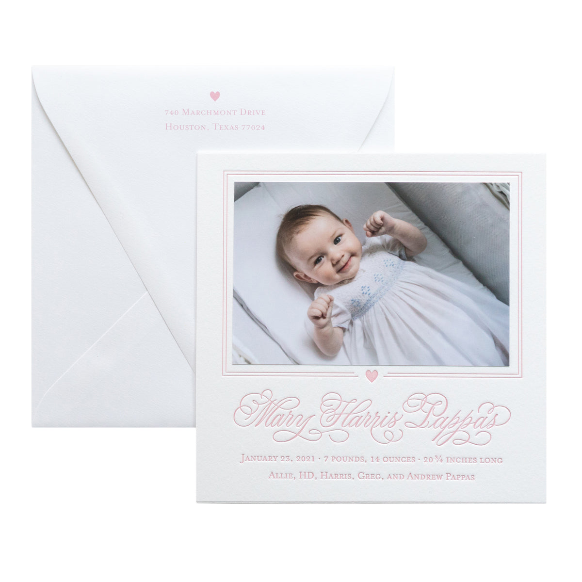 Mary Harris Birth Announcement (Custom Calligraphy)