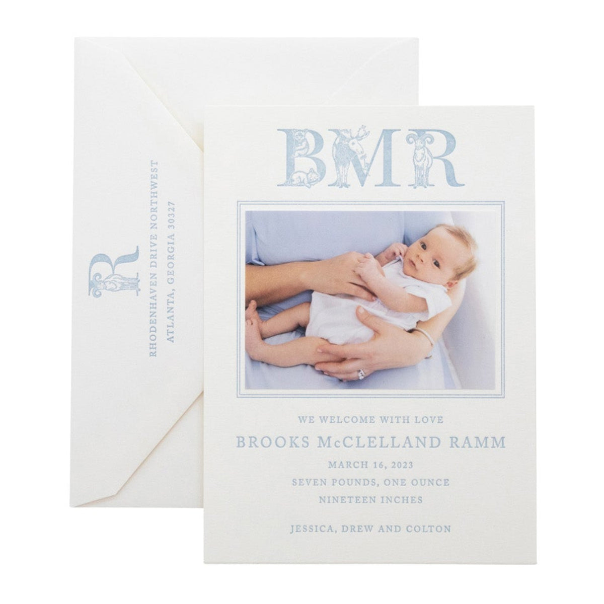 Alphabet Monogram Birth Announcement