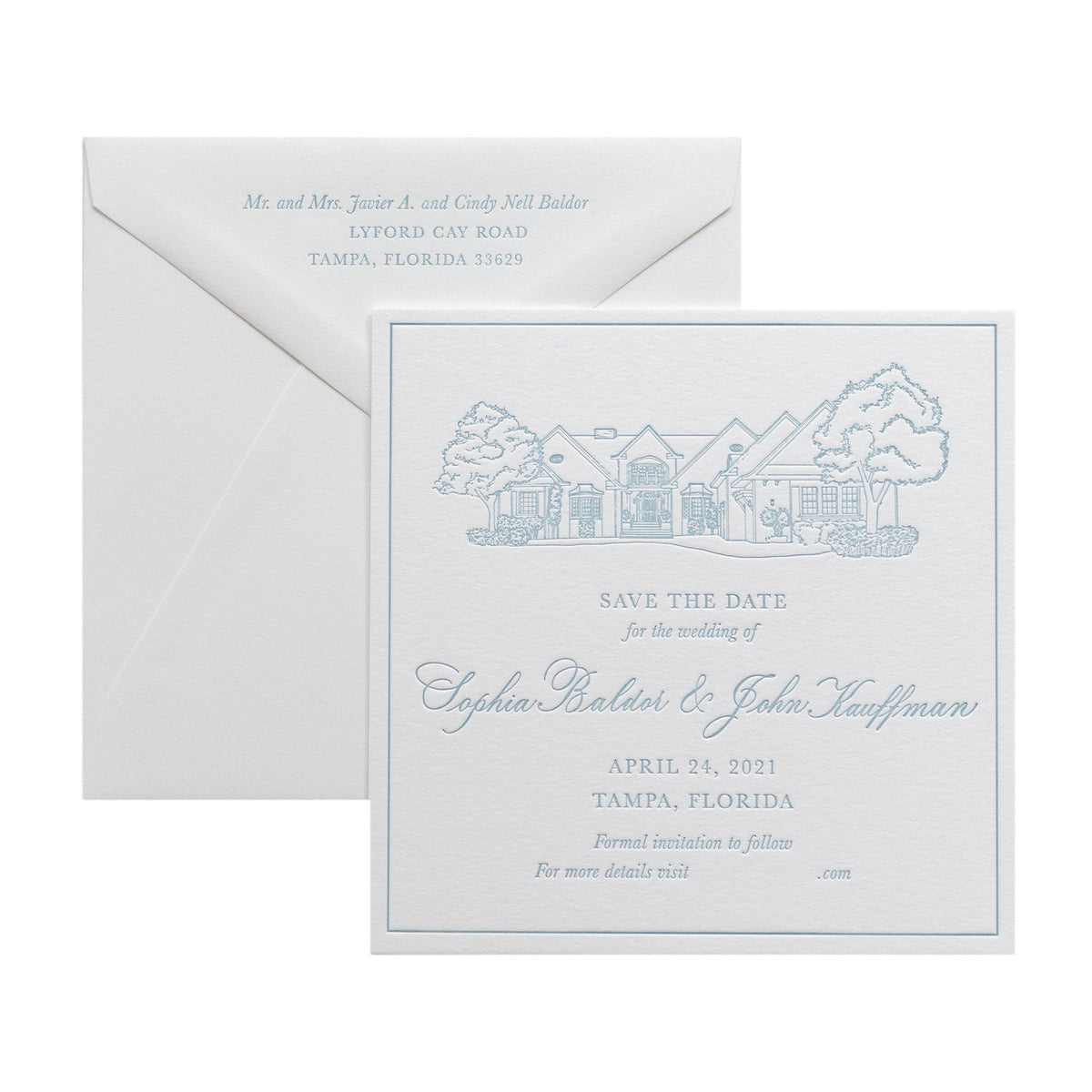 Sophia Custom Sketch Save the Date (Square)